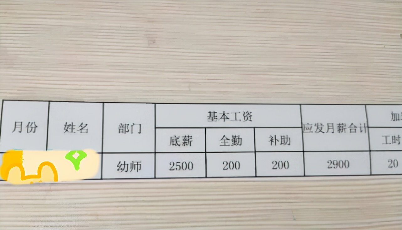 幼师工资条曝光，老师很心酸，家长吐槽：学历低假期多，还要啥？