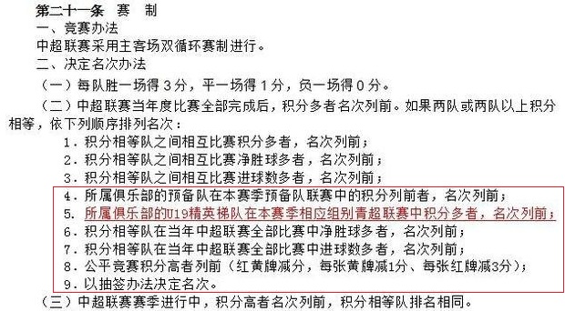 中超积分相等看什么(官方！中超球队排名规定有调整，积分相同只看四项指标！)