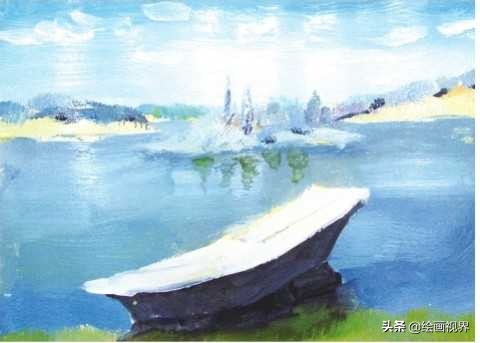 泊船，溪流的画法图解，原来水彩这么画才好看，一起来学习！