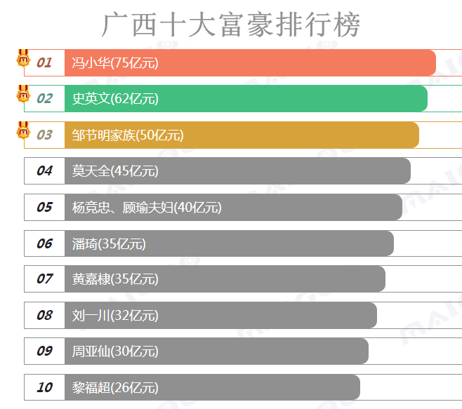 2019年广西北海市十大富豪排行榜揭晓