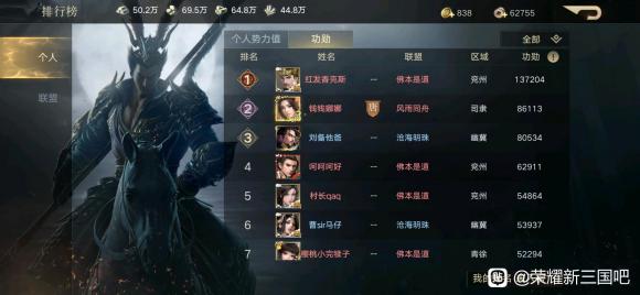 荣耀新三国战区史记 荣耀1017区记录贴