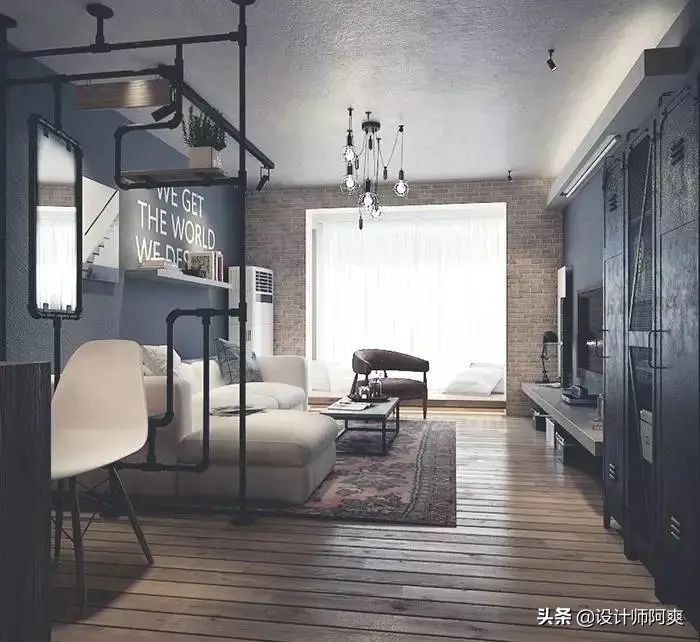 水泥砖墙、管道裸露，工业风可能是最便宜的装修风格了