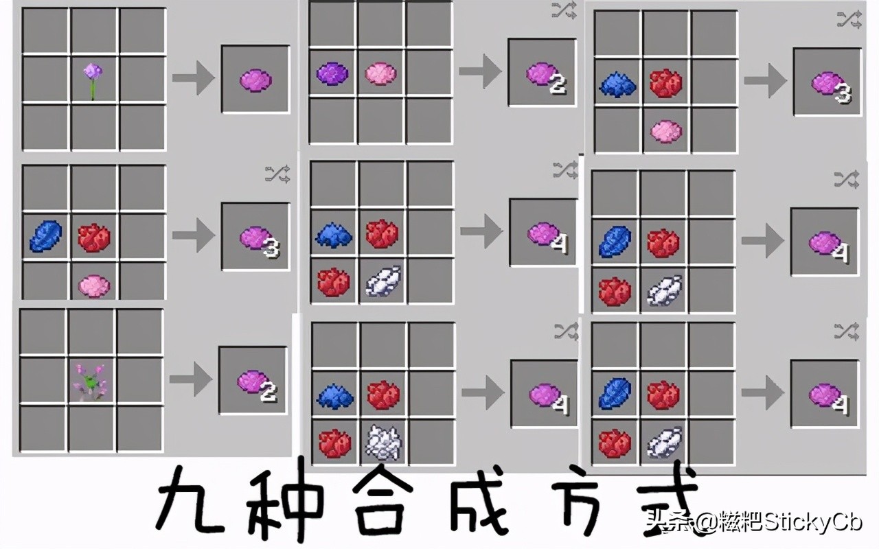 我的世界：品红色染料居然有9种合成方法？关于染料的那些热知识