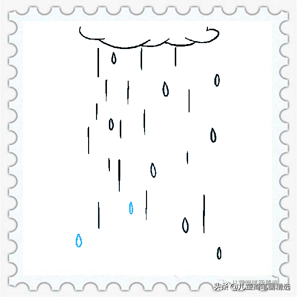 儿童简笔画精选【天气】-雨水（Rain）的绘画步骤