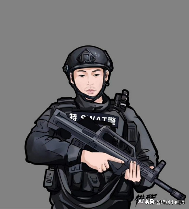 军人手绘头像 你们是最可爱的人  也是我们的英雄