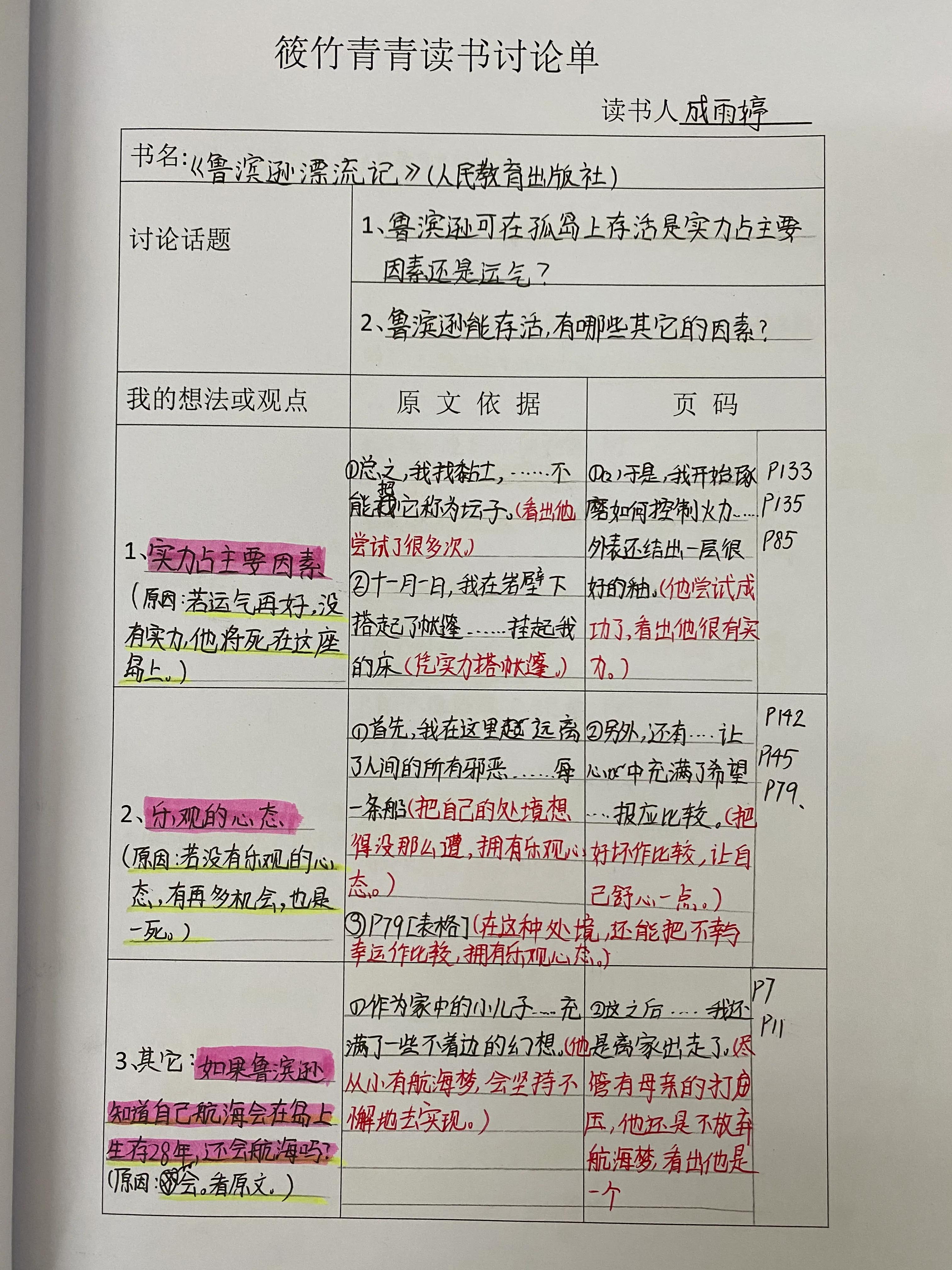 语文部编版六年级外国名著阅读《鲁滨逊漂流记》小报