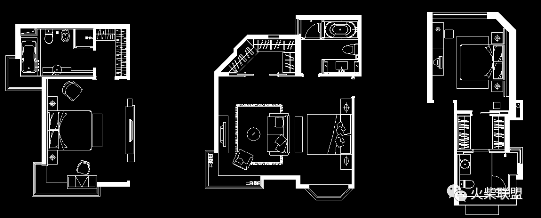 国内名师100套主卧平面格局CAD套图方案图库