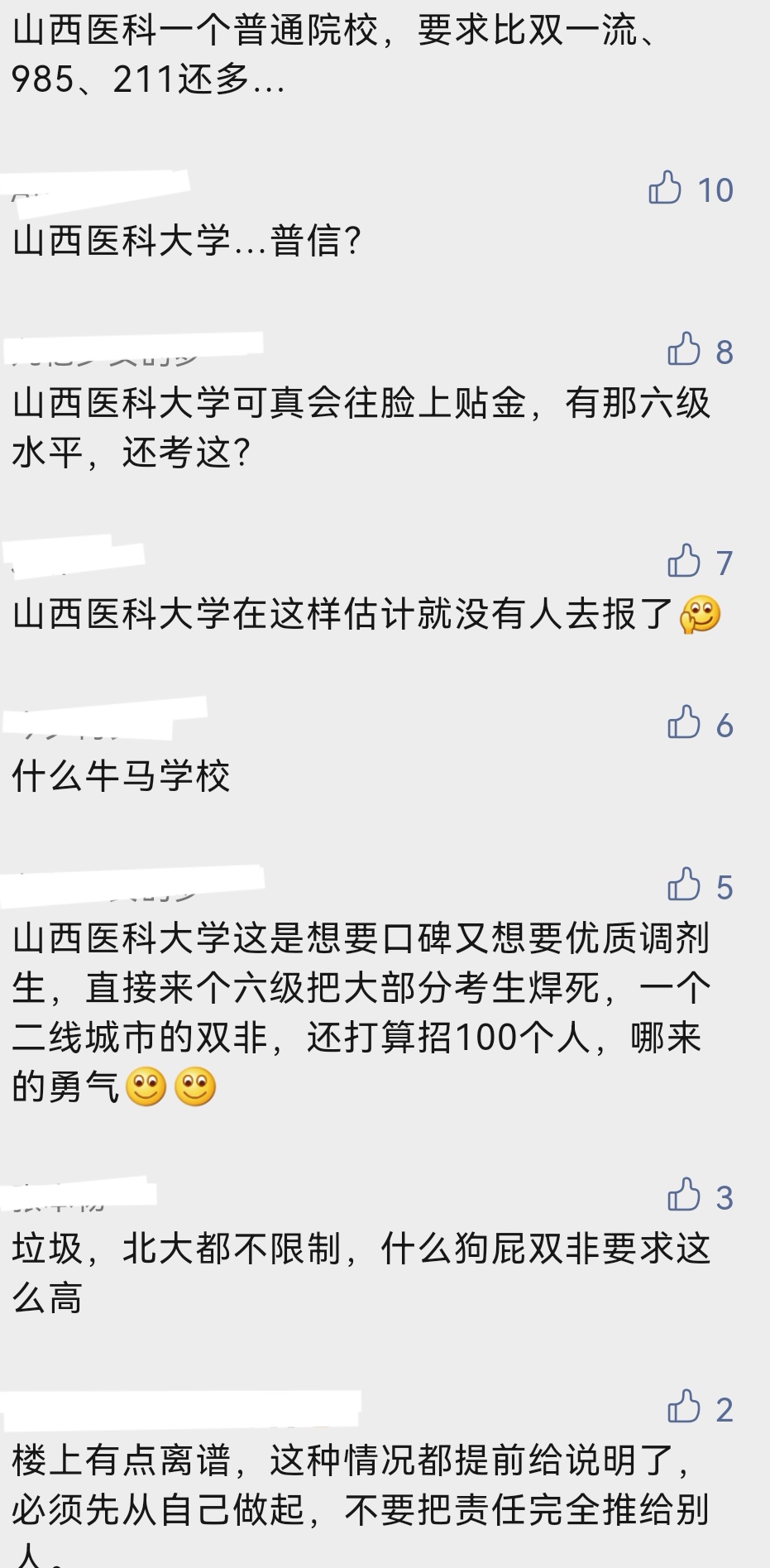 山西医科大学部分专业要求过六级，考生开怼：有六级水平还报你？