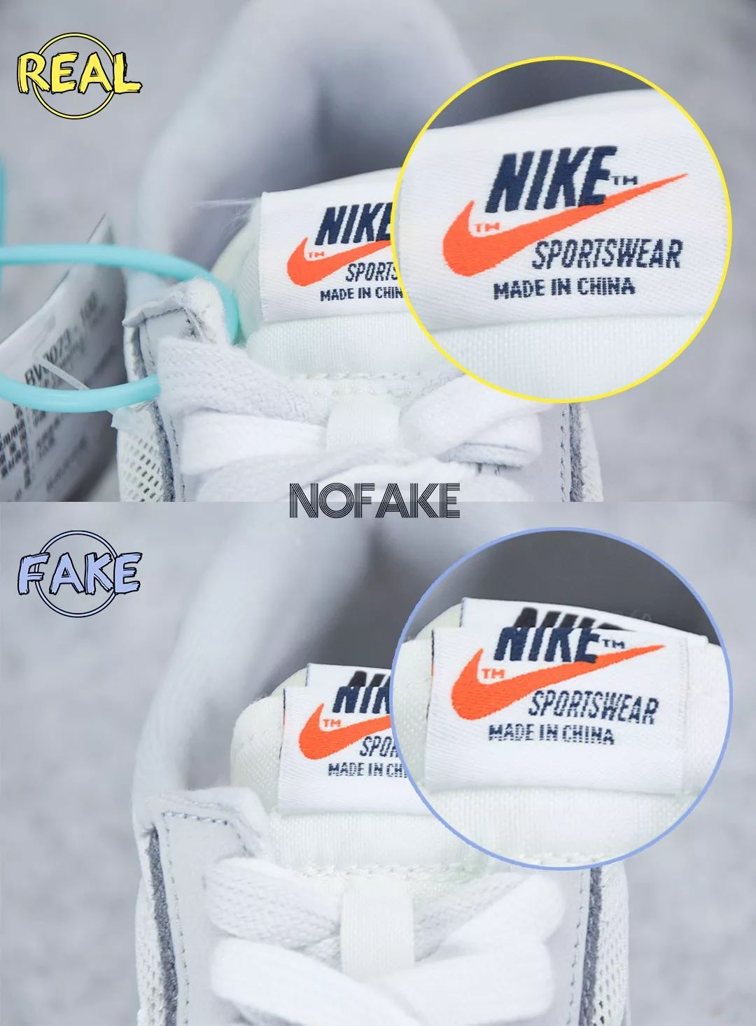 sacai x Nike LDWaffle 真假对比