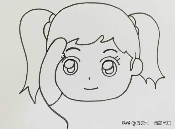 每天学一幅简笔画--女少先队员敬礼简笔画简单又漂亮