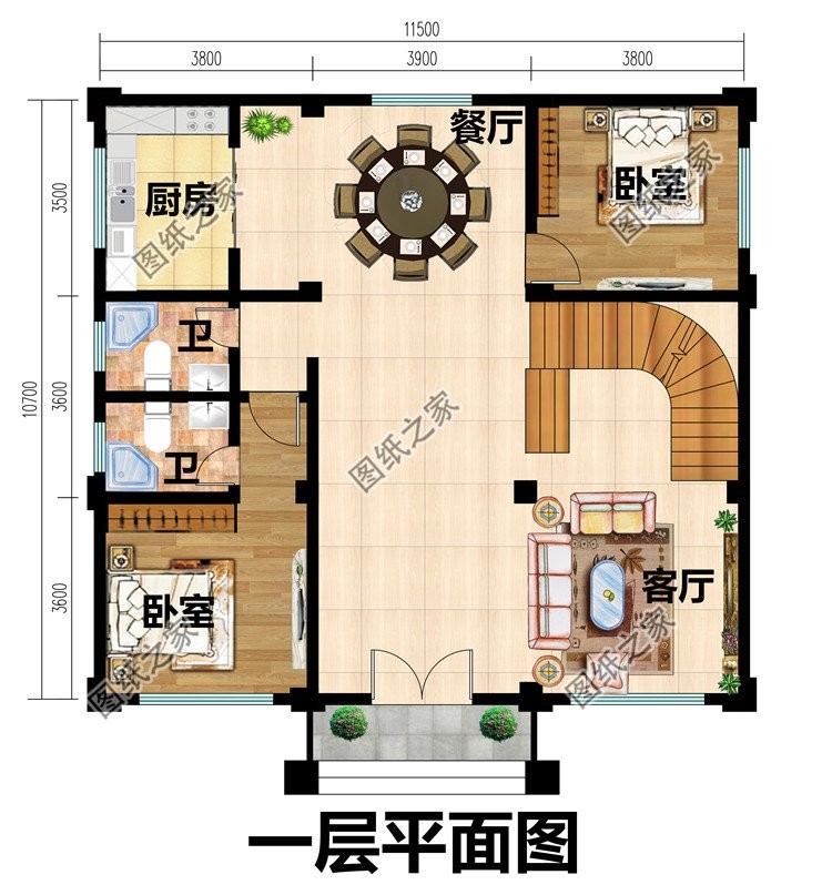 三层楼外墙颜色效果图，家里盖起来，父母在农村也非常有面子