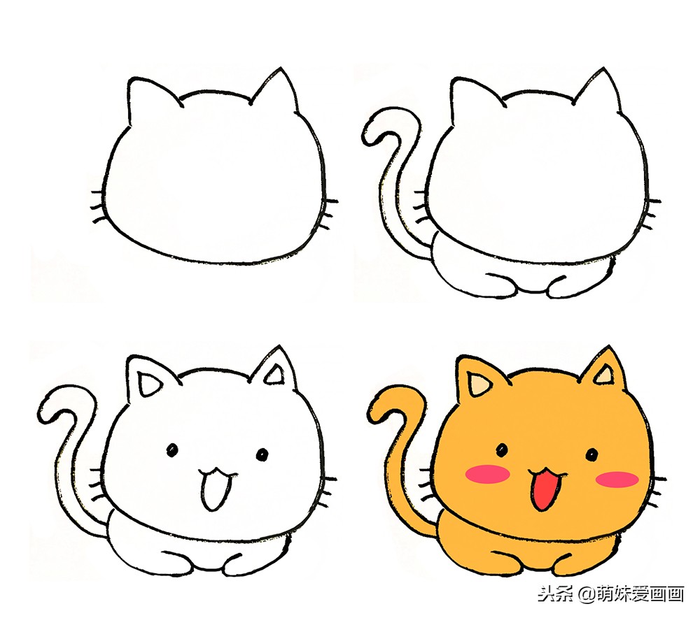 怎么画小猫(儿童简笔画小猫素材)