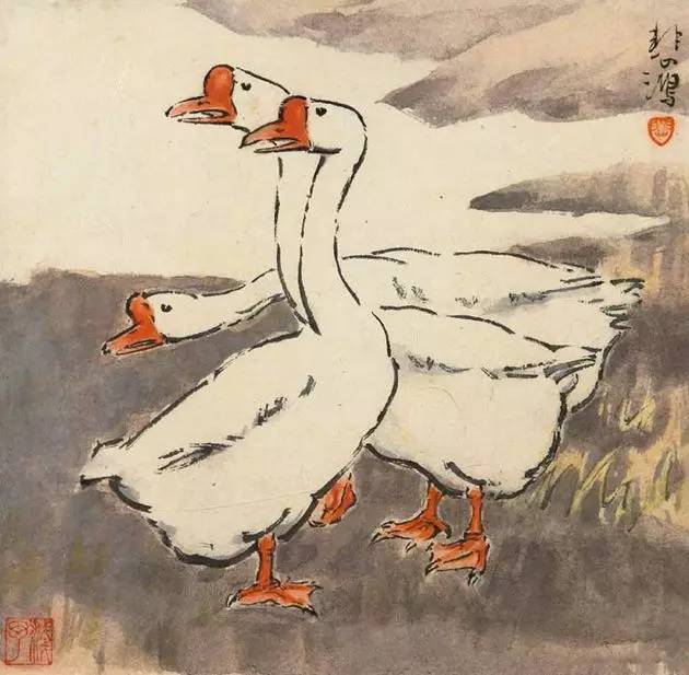 国画名家画鹅欣赏