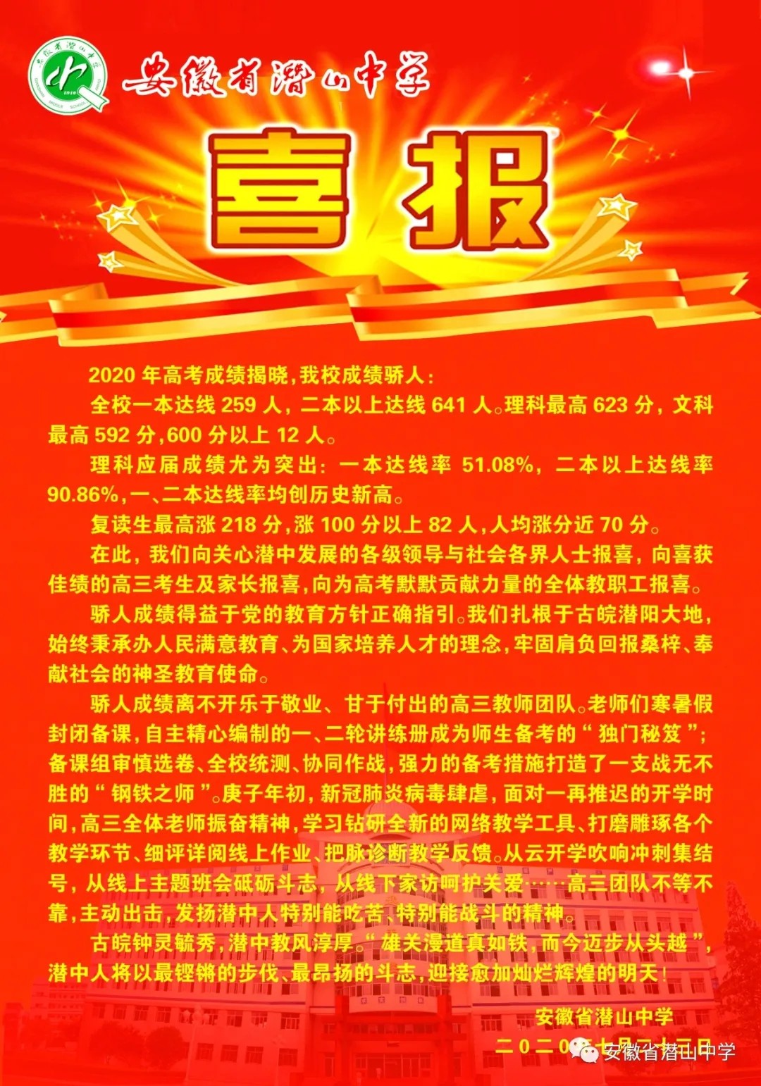 安庆各高中高考喜报一览！一中现场发糖！快来围观状元经验分享