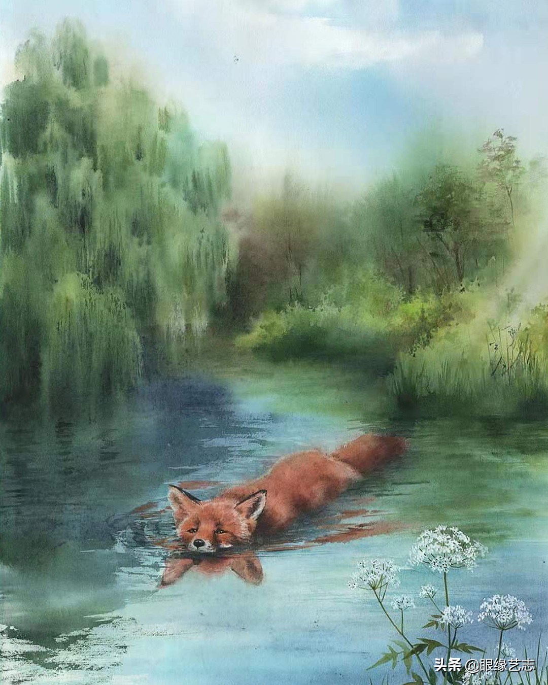 流年梦境，四季繁花。水彩伊人，临芳而画