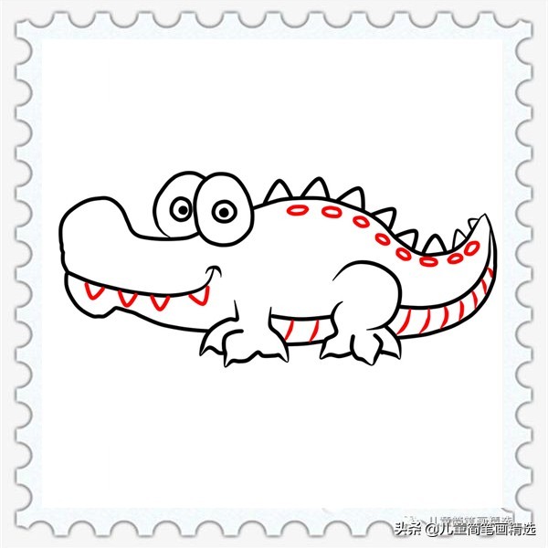 儿童简笔画精选-鳄鱼(Crocodile)的简笔画步骤