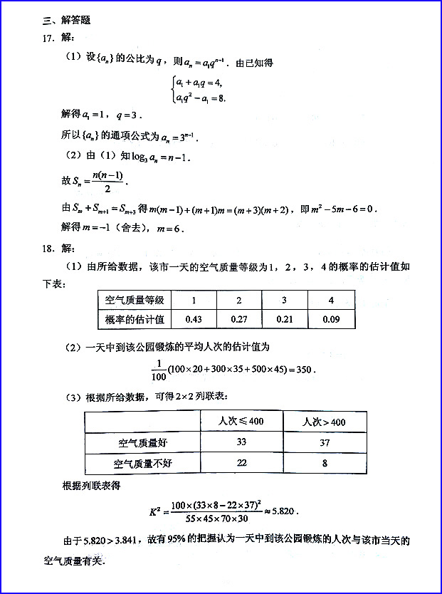 2020年高考全国三卷文科数学试题以及答案解析