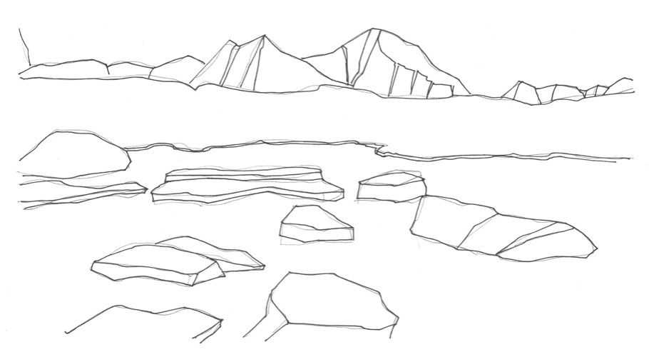 教你用排线条的方式画远山，这样画出来的山很美，适合小白学习