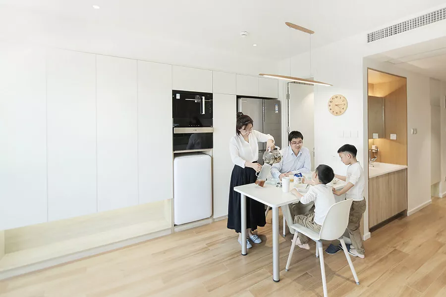 北京59㎡混搭公寓,住进一家四口,还有练跆拳道空间,宽敞