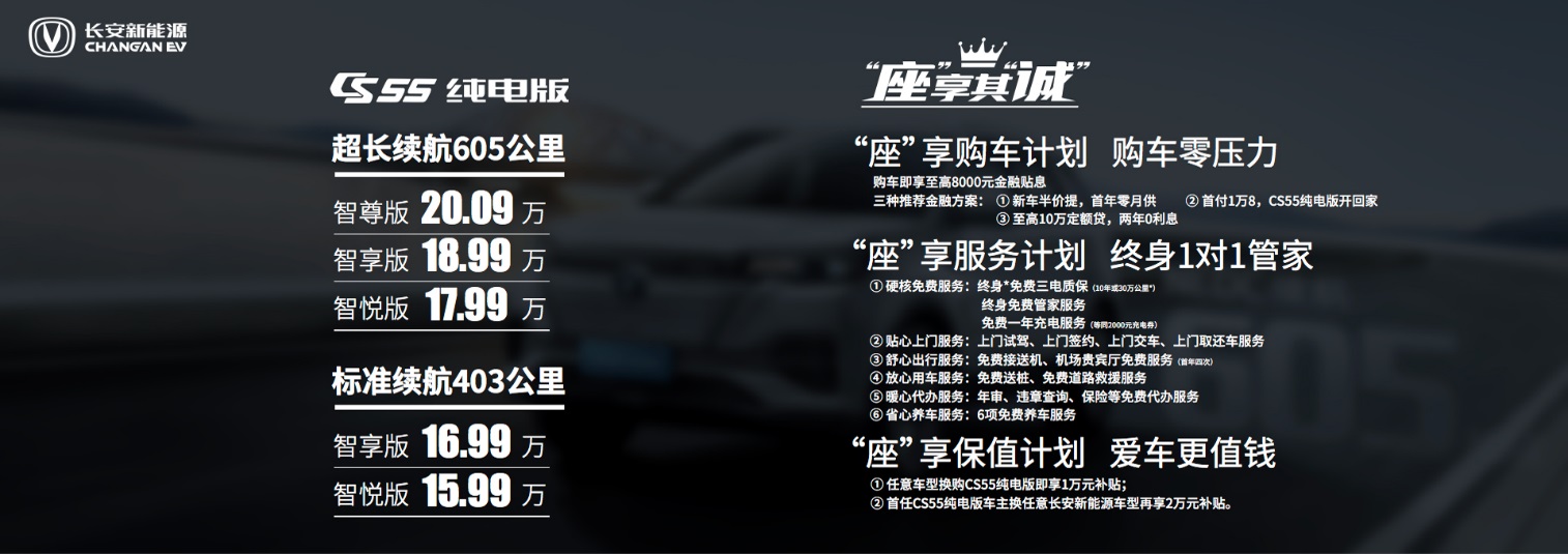 长安新能源CS55纯电版挑战680KM续航成功，售价15.99万起