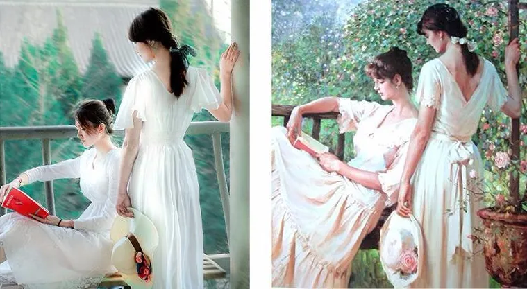 北大美女模仿世界名画拍摄的读书图！