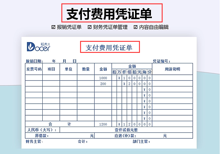 十二张会计凭证模板，录入数据可直接使用，内附财务报表管理系统