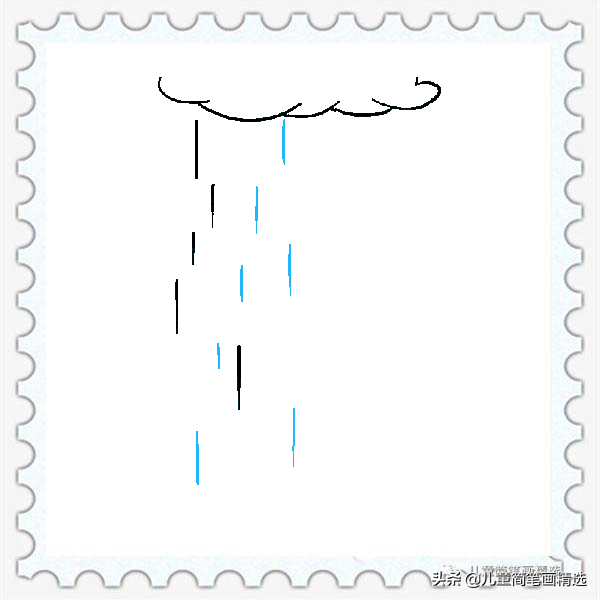 儿童简笔画精选【天气】-雨水（Rain）的绘画步骤