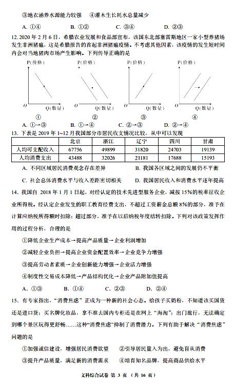 全国大联考：2020届高三“文综”真题+解析！刚刚考完，可打印