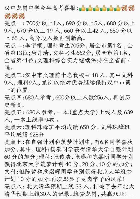 号称陕西第四的汉中龙岗学校VS西安交大附中，近三年高考成绩对比