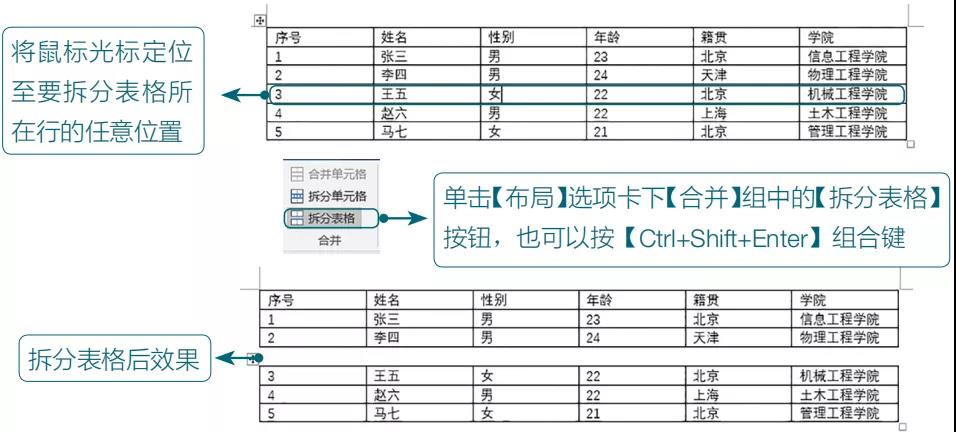 Word表格的常用基本操作