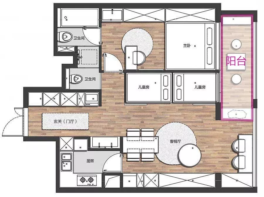 北京59㎡混搭公寓,住进一家四口,还有练跆拳道空间,宽敞