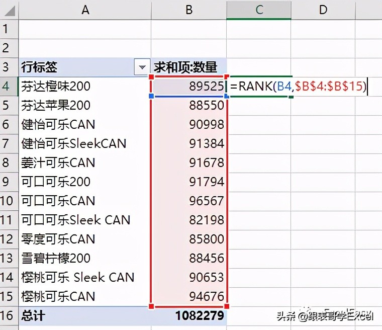 Excel数据透视表的两个小技巧：计算排名和计算堆积百分比