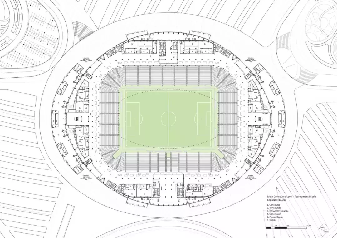 扎哈作品平面图(扎哈事务所新作‘2022年世界杯主赛场’，设计灵感源自单桅帆船)