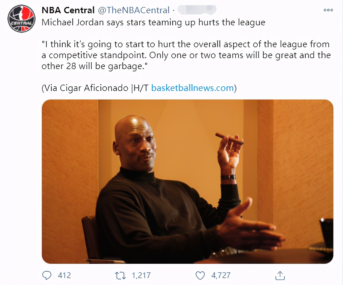 nba为什么要平衡球队(NBA需要平衡？乔丹怒斥抱团：只剩一两支好球队，其他都是垃圾)