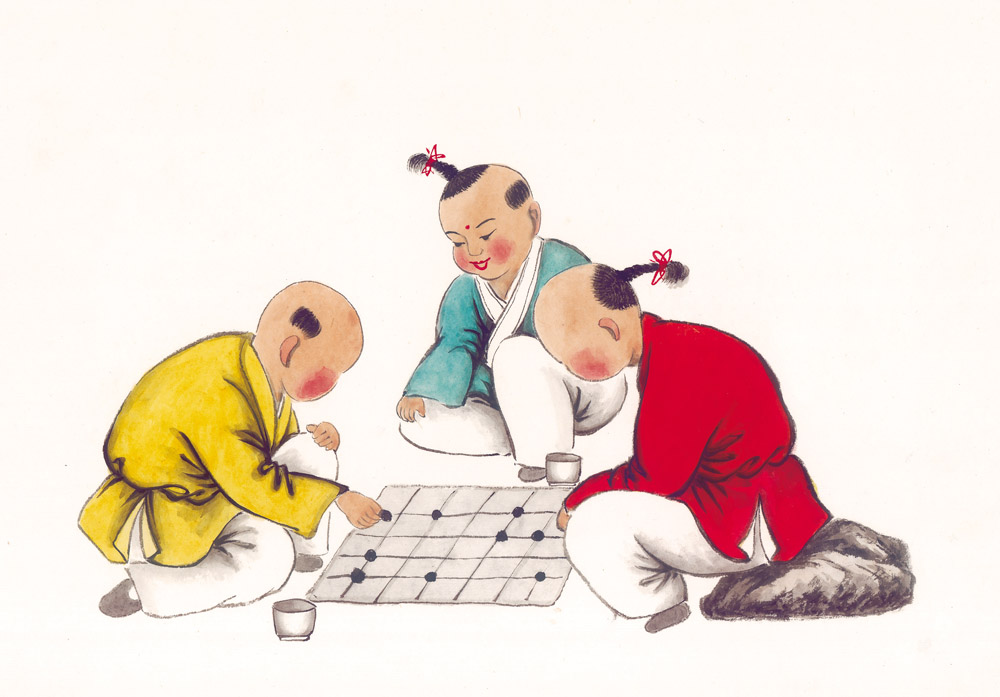 下围棋的绘画作品图片