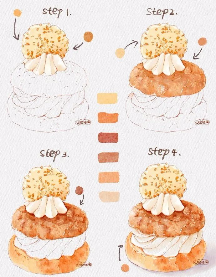 美食！平板绘procreate实用教程~带色号步骤