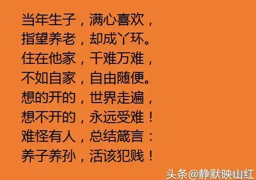 牛人写的带孙子顺口溜,句句笑中带泪,做老人真难!献给老人们