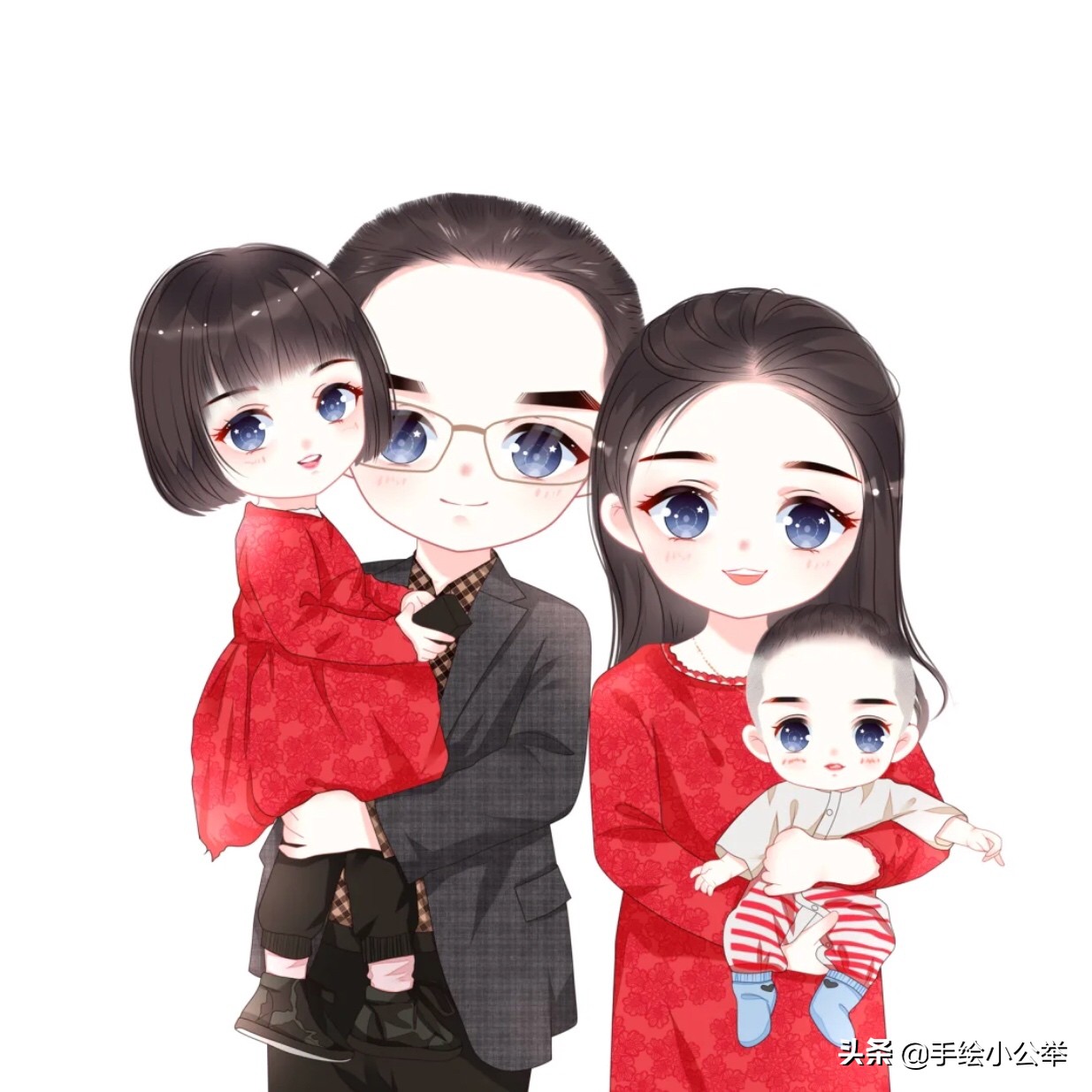换个头像吧,一家三口,卡通全家福头像,宝宝头像