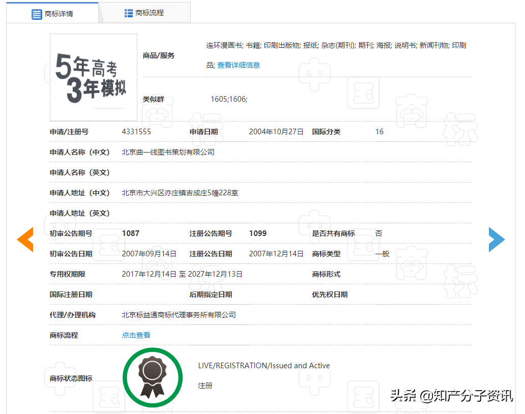 “5年高考3年模拟”商标也要经历高考？