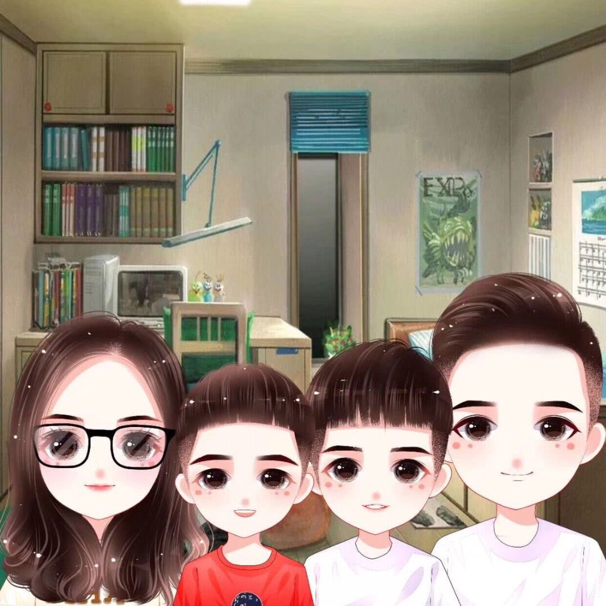 爸爸卡通图片(一张张全家福卡通头像) - 赤虎壹号