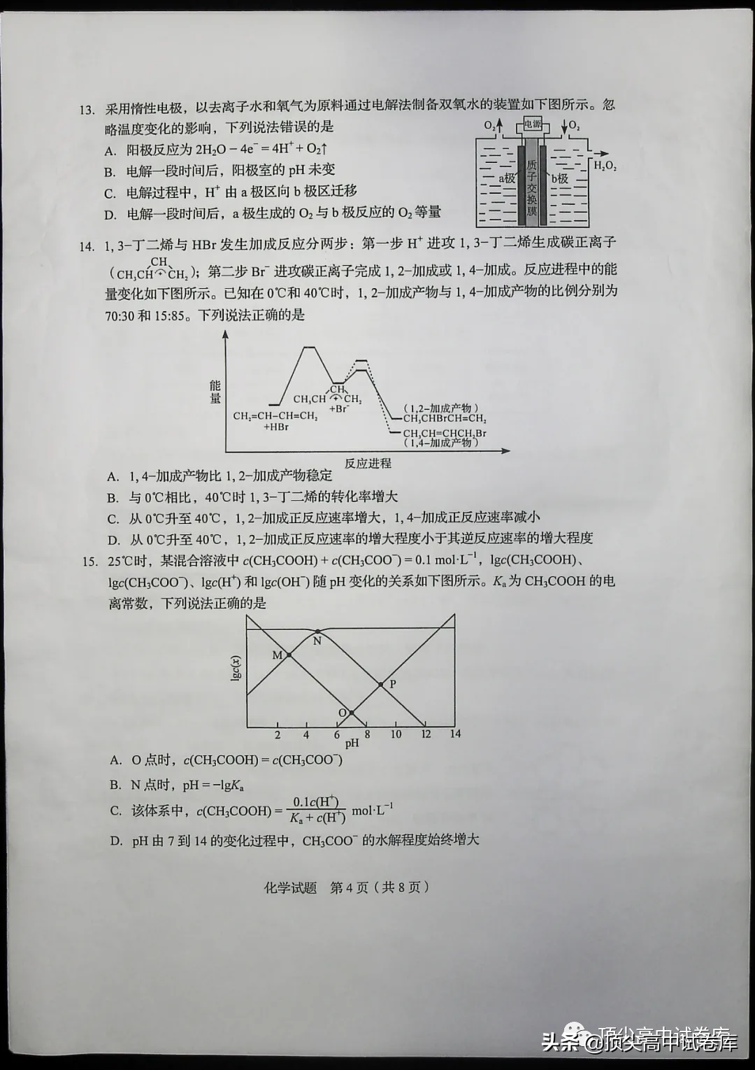 2020年山东高考全国新高考Ⅰ卷：化学