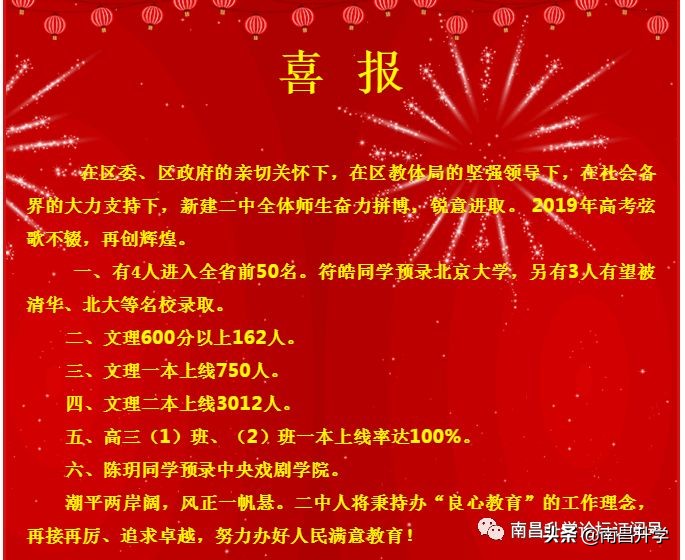 南昌市新建二中近三年高考成绩，哪一年最强？请看数据