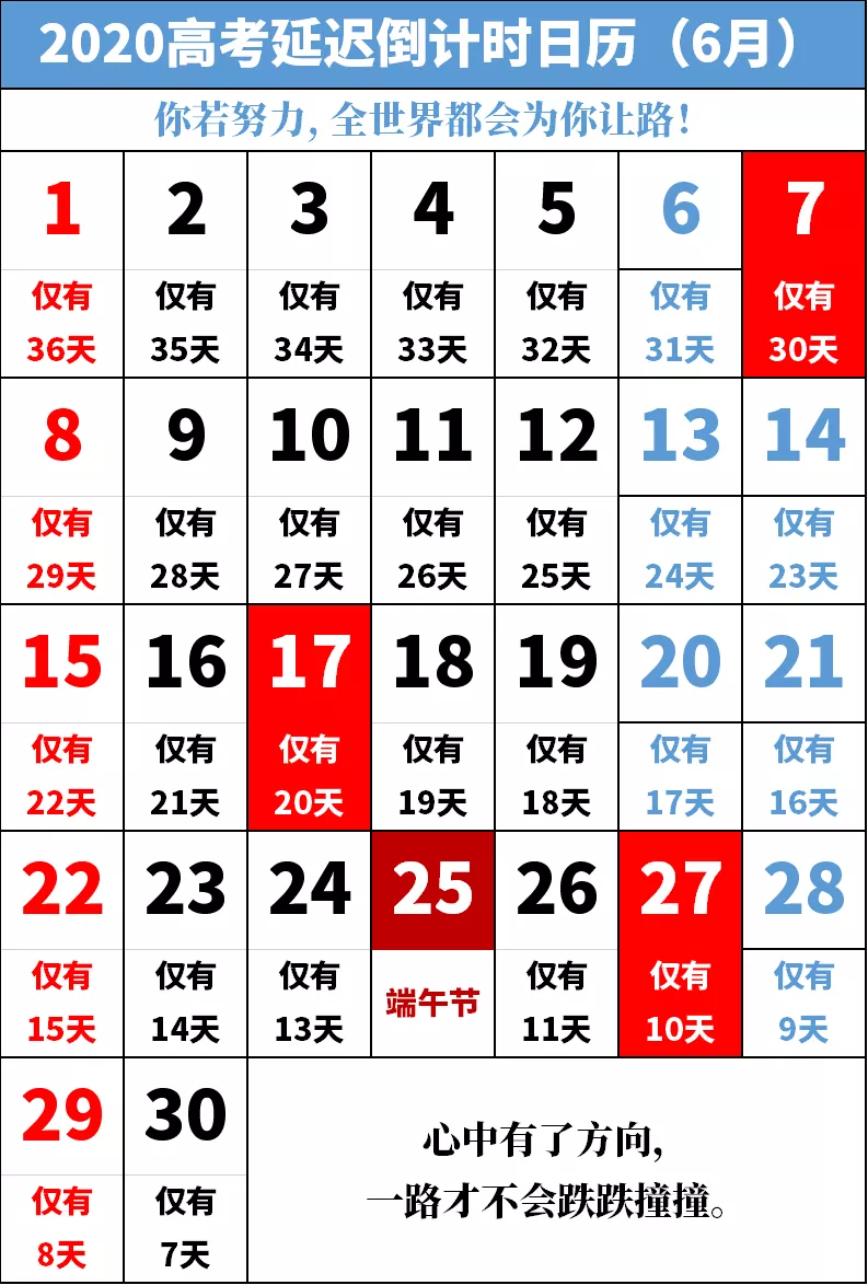 2020高考倒计时日历！（附：一图了解高考时间变迁史）