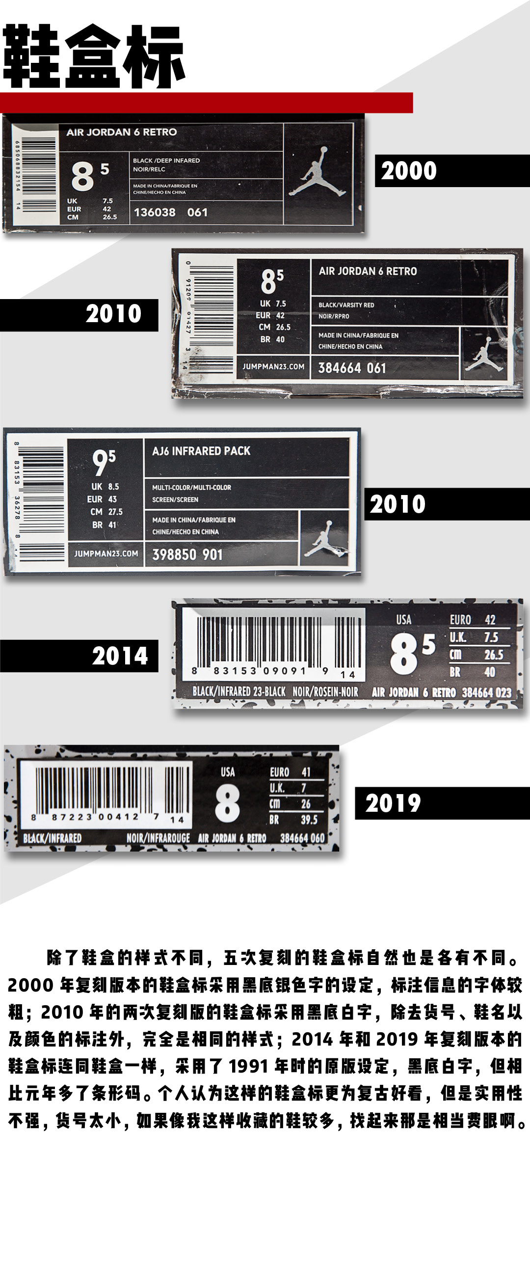 买了五双Air Jordan 6黑红每一双都不一样？——AJ6历次复刻对比