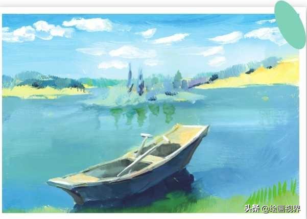 泊船，溪流的画法图解，原来水彩这么画才好看，一起来学习！
