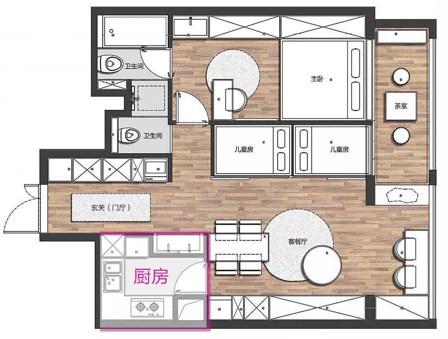 北京59㎡混搭公寓,住进一家四口,还有练跆拳道空间,宽敞