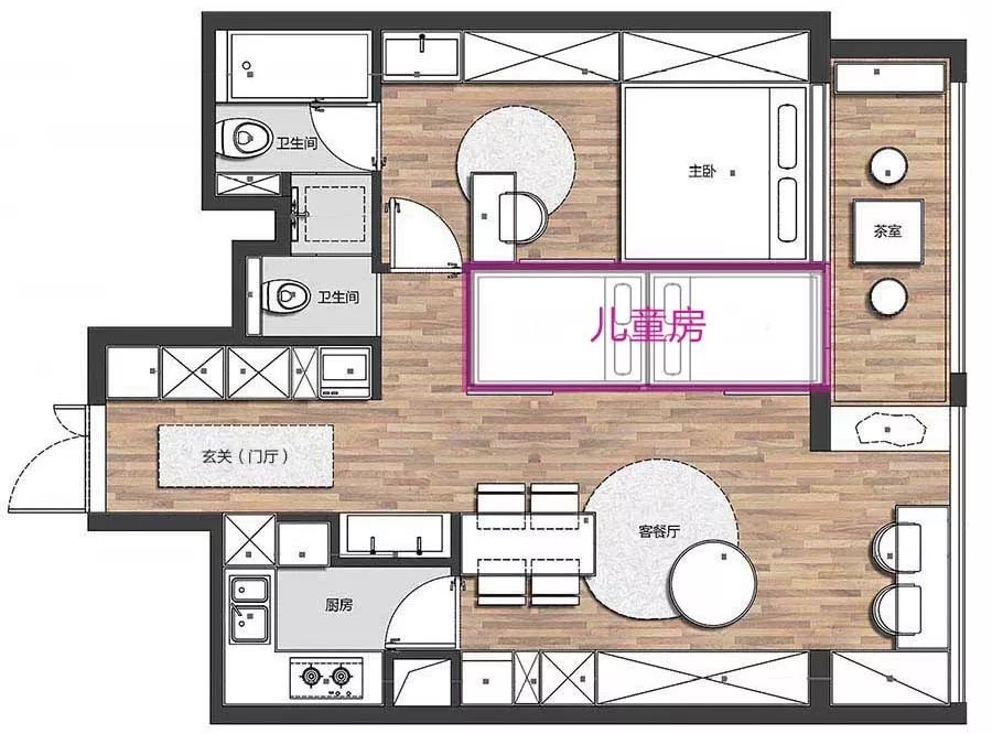 北京59㎡混搭公寓,住进一家四口,还有练跆拳道空间,宽敞