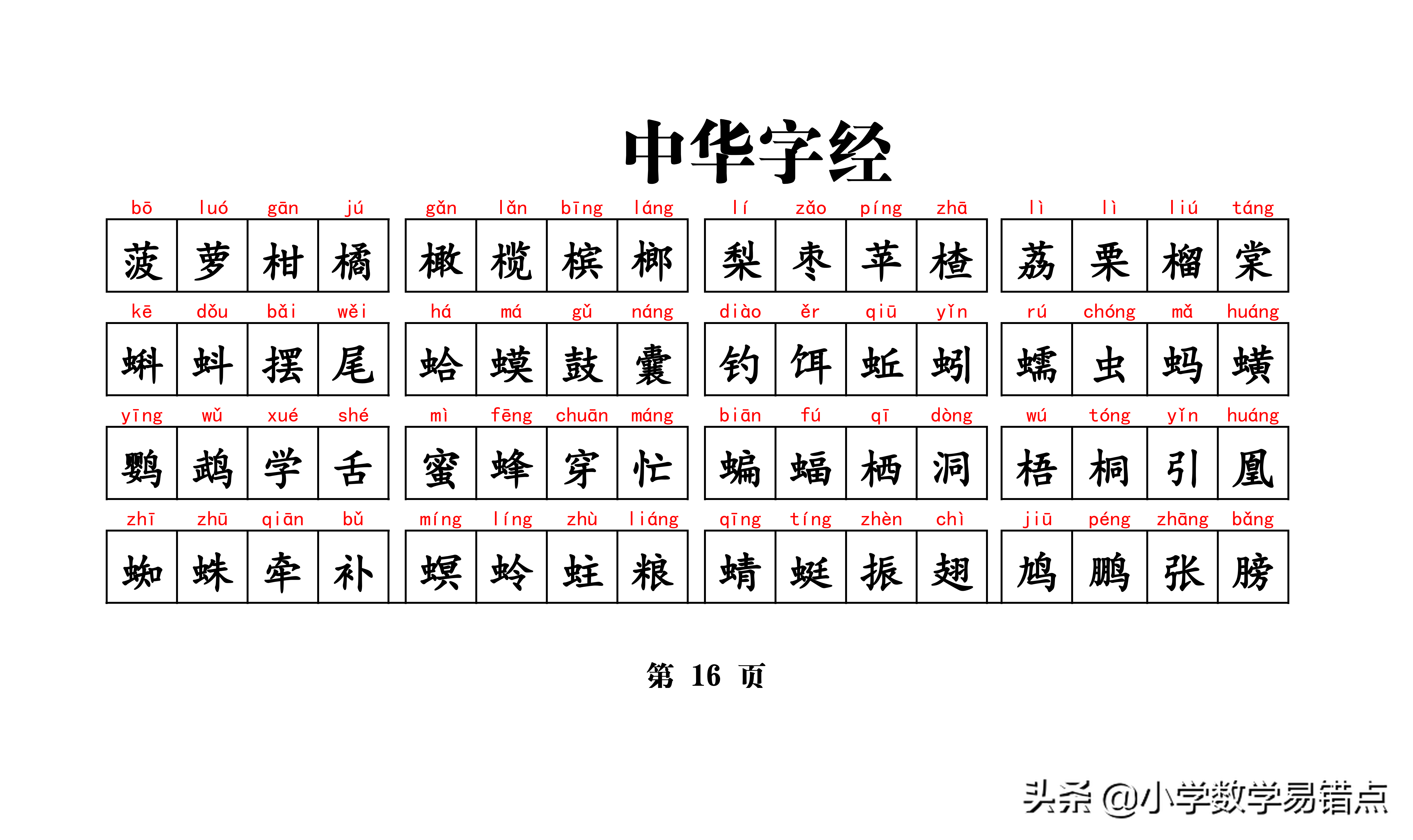 常用带拼音4000汉字《中华字经》4字一句，8字一韵，收藏好每天读