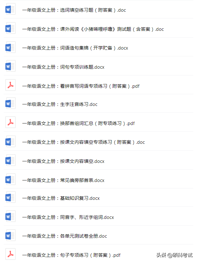 1~4年级语文：字词句、近义词、反义词、多音字、句子专项练习