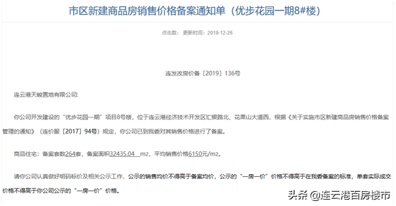 最新！连云港楼盘备案价出炉！优步花园一期均价6150元/ ㎡